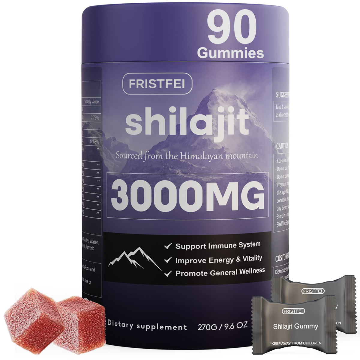 Fristfei gummies Shilajit Himalayen 90 pièces vue de face