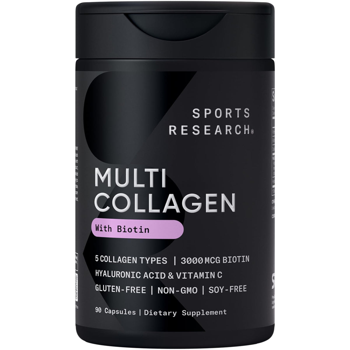 Front packaging of Sports Research Collagène Peptides with Biotine