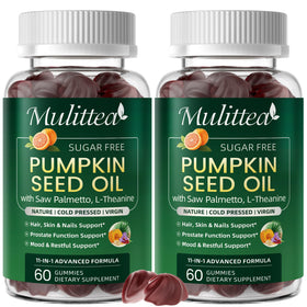 Front view of Mulittea Gummies Huile de Graines de Citrouille and Saw Palmetto 558g