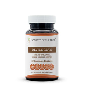 Front view of Secrets of the Tribe Devil's Claw 60 Capsules package