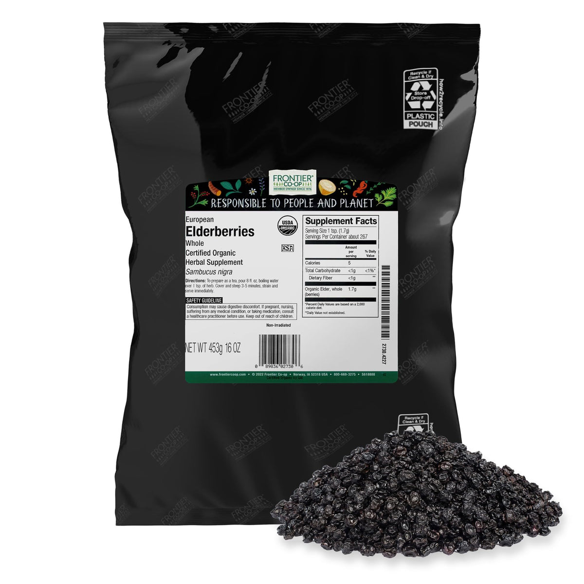 Frontier Co-op Baies de Sureau Bio 472g - vue avant avec étiquette