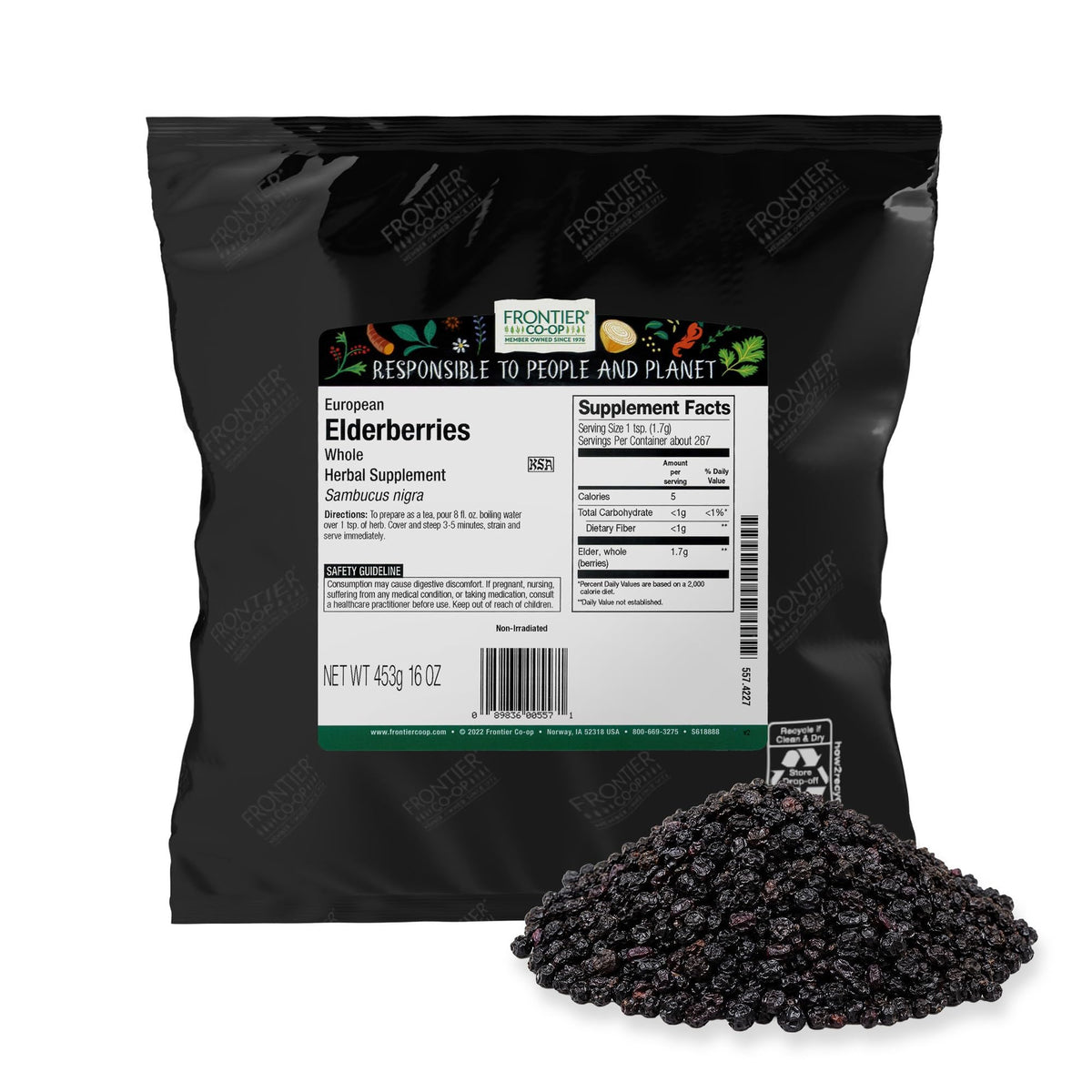 Frontier Co-op Baies de Sureau Séchées 939g - vue avant
