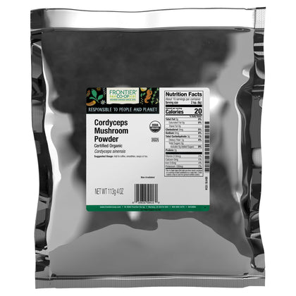 Frontier Co-op Poudre de Champignon Cordyceps Bio 118g vue avant avec emballage