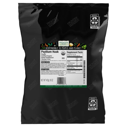 Frontier Co-op Poudre de Graines de Psyllium Bio 449g vue de face