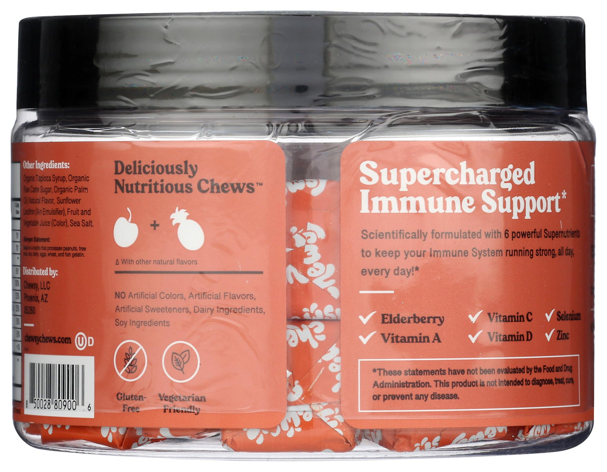 Fruity Chews 6-en-1 de CHEWSY, ingrédients sur l'emballage
