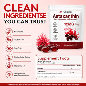 Fubienfit Astaxanthin 12mg avec une tasse d'eau