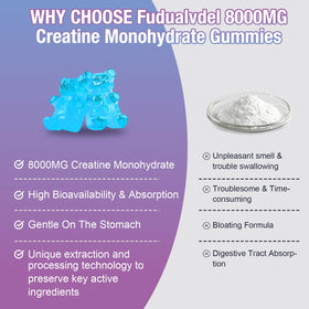 Fudualvdel Gummies Créatine HMB 8000MG avec un verre d'eau