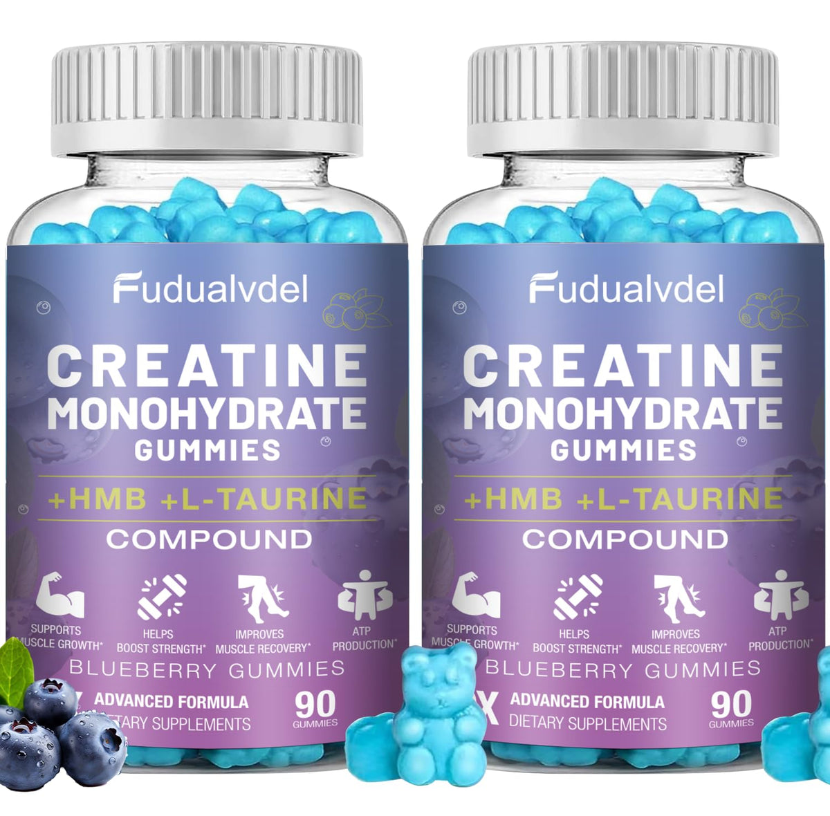 Fudualvdel Gummies Créatine HMB 8000MG emballage avant avec parfum de framboise