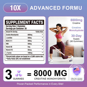 Fudualvdel Gummies Créatine HMB 8000MG sur un fond en bois