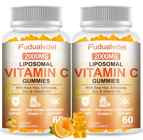 Fudualvdel Gummies de Vitamine C Liposomale 2000mg, pot de 120 gummies