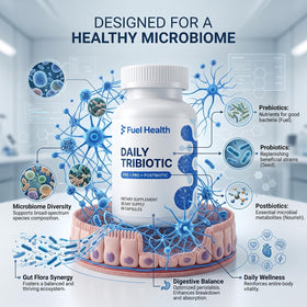 Fuel Health Supports Tribiotic capsules with pomegranate and cranberry