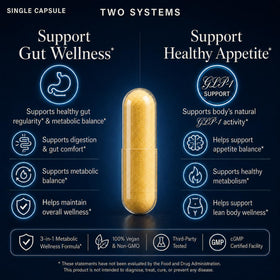FUJI ORCHARD Complément Alimentaire GLP-1 capsules avec une main tenant la bouteille