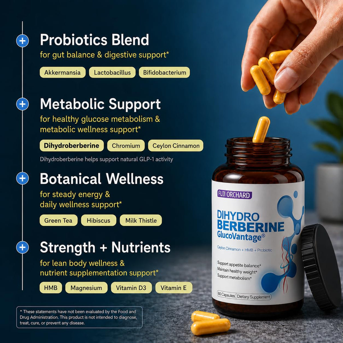 FUJI ORCHARD Complément Alimentaire GLP-1 capsules végétales sur fond blanc
