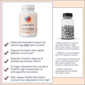 FullWell Fertility support capsules on a wooden table