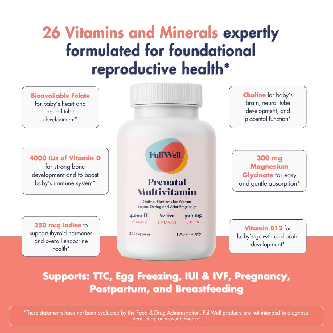 FullWell Multivitamine Prénatale Femme 240 Capsules côté vue