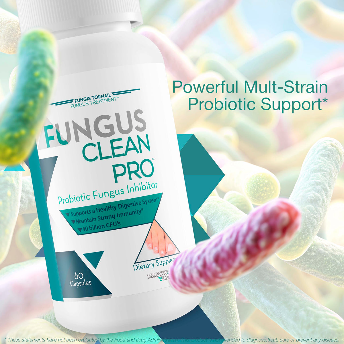 Fungis Traitement Mycose Ongles Probiotique avec un verre d'eau