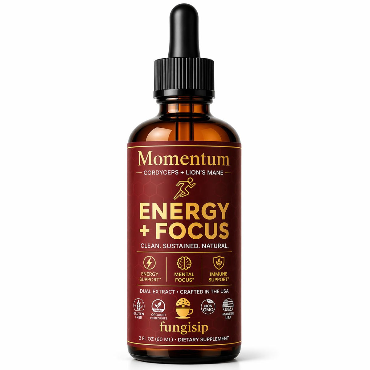 FUNGISIP Tincture Cordyceps et Lion's Mane 2 oz vue avant