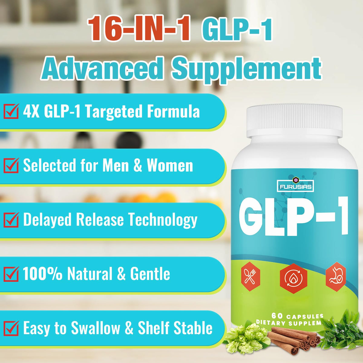 Furusias Complément GLP-1 16 en 1 avec ingrédients naturels