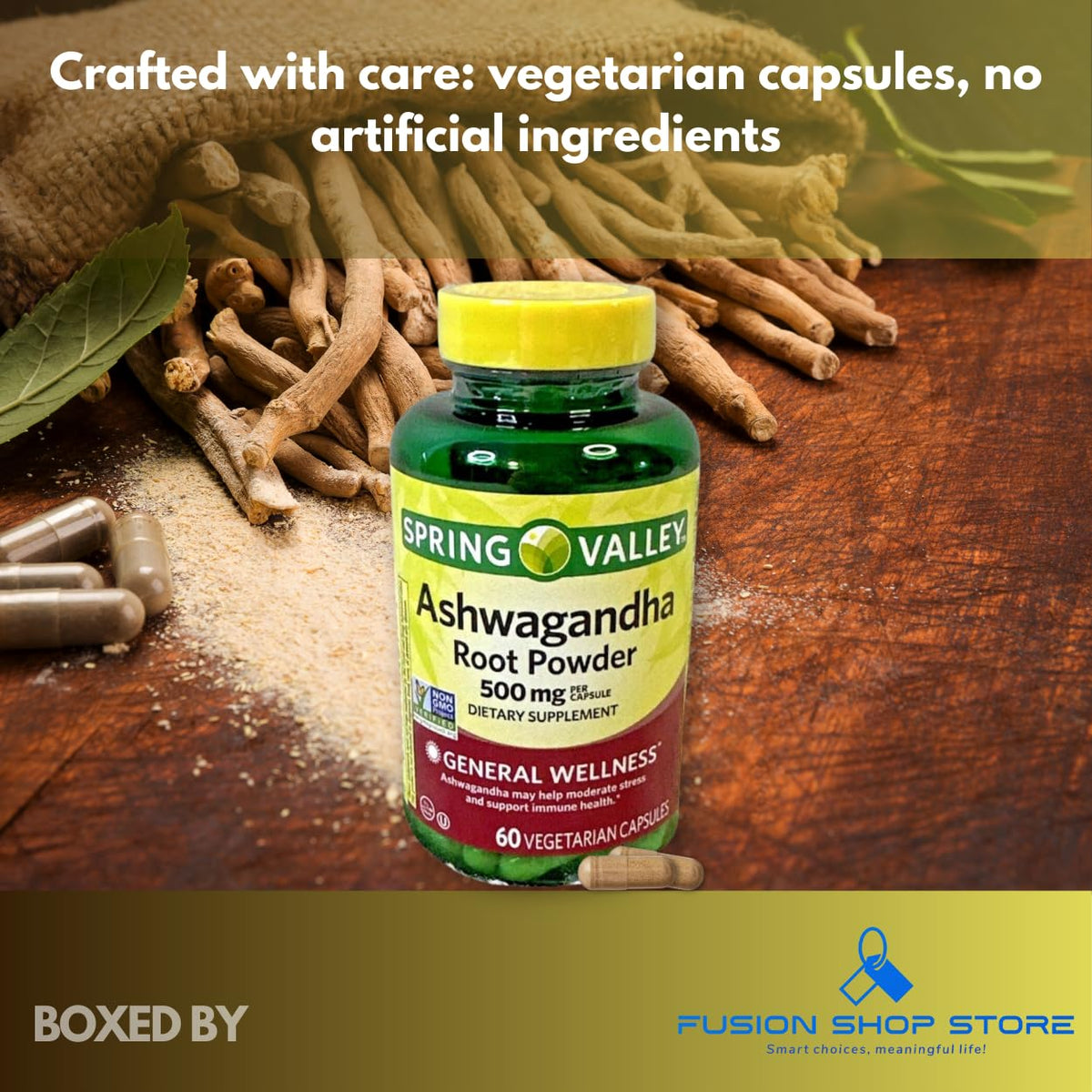 FUSION SHOP STORE Ashwagandha 500mg capsules arrière