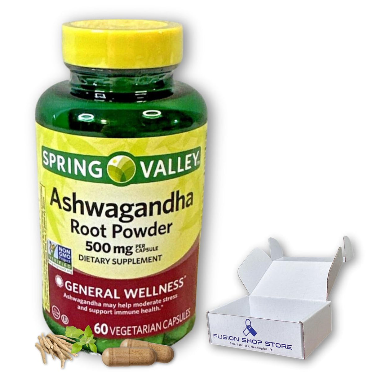 FUSION SHOP STORE Ashwagandha 500mg capsules boîte vue avant