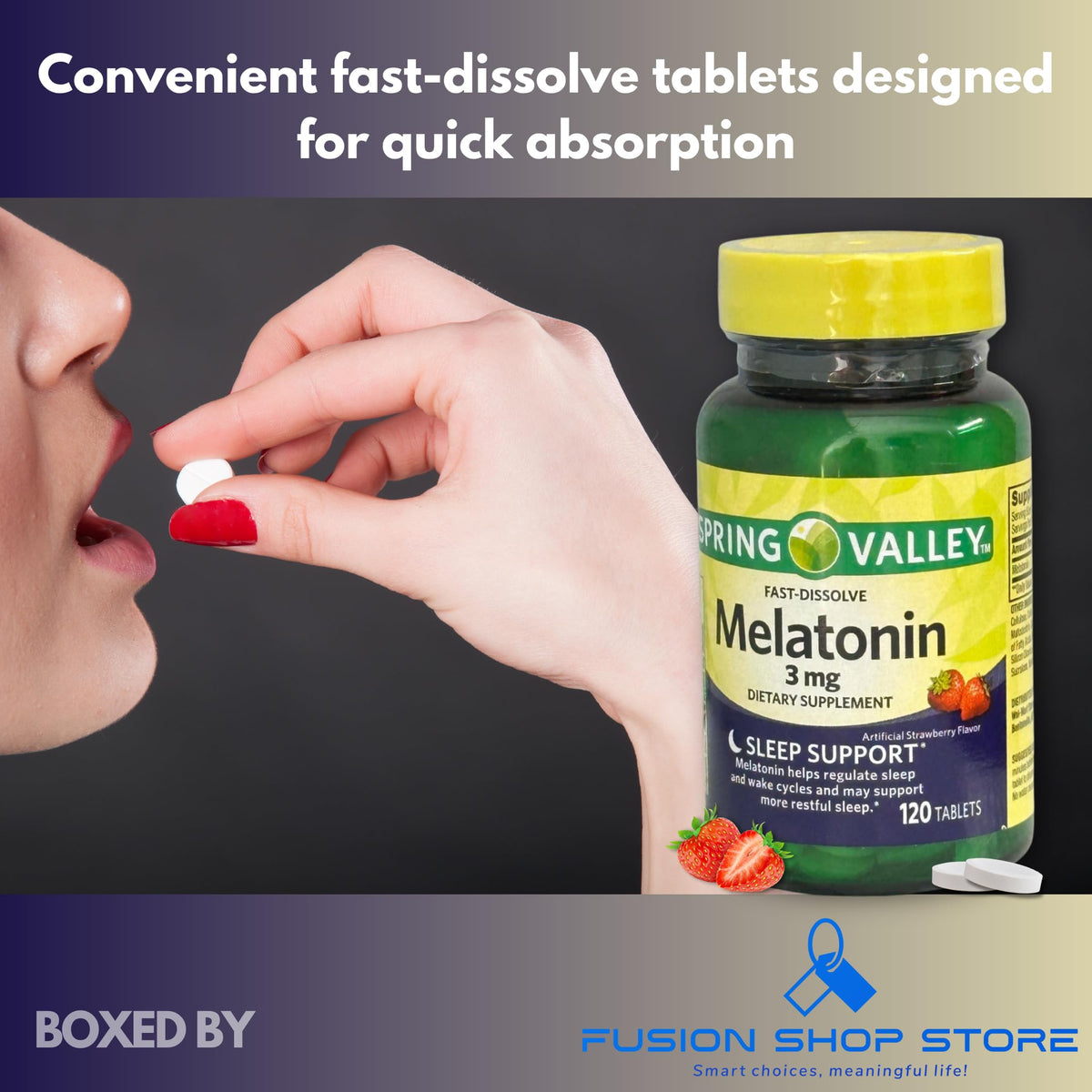 FUSION SHOP STORE comprimés de mélatonine 3 mg vue de côté
