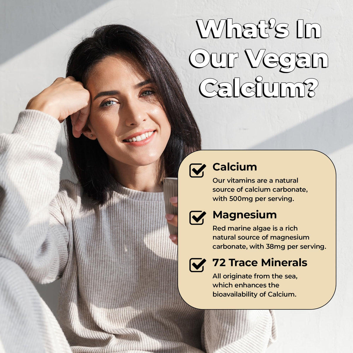 Future Kind complément alimentaire calcium 60 capsules à côté d'un verre d'eau