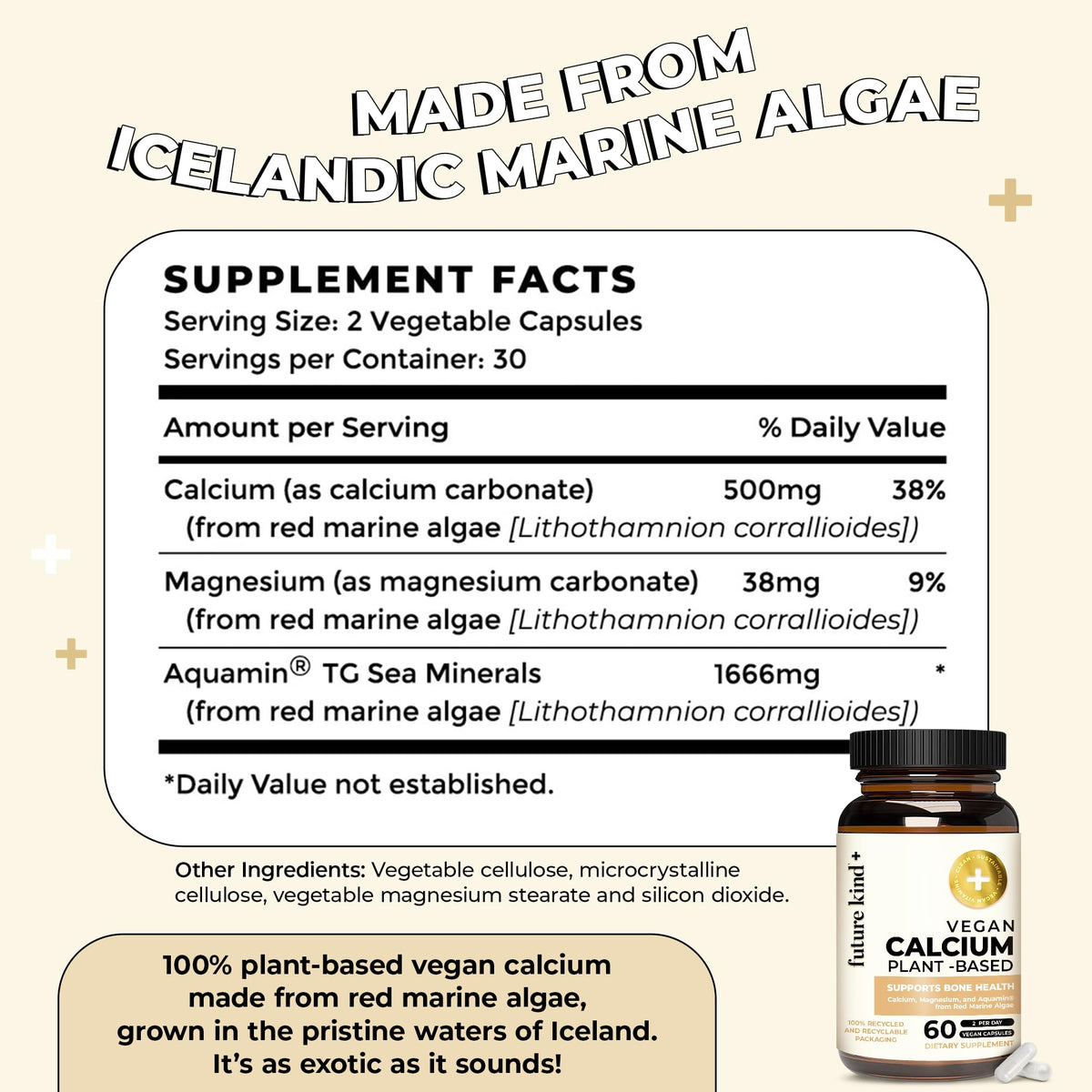 Future Kind complément alimentaire calcium 60 capsules avec mains
