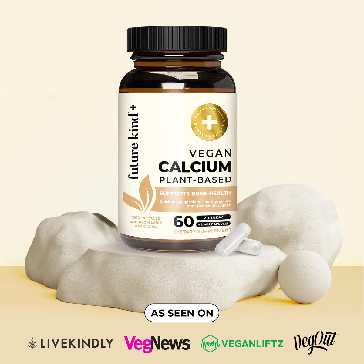 Future Kind complément alimentaire calcium 60 capsules ouvertes