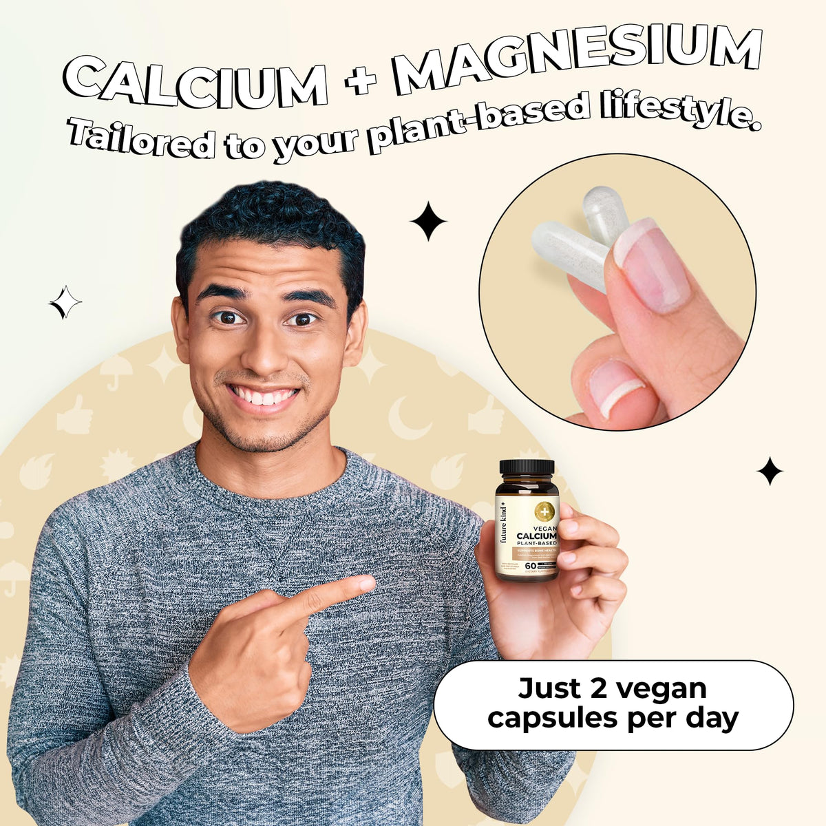 Future Kind complément alimentaire calcium 60 capsules sur une table