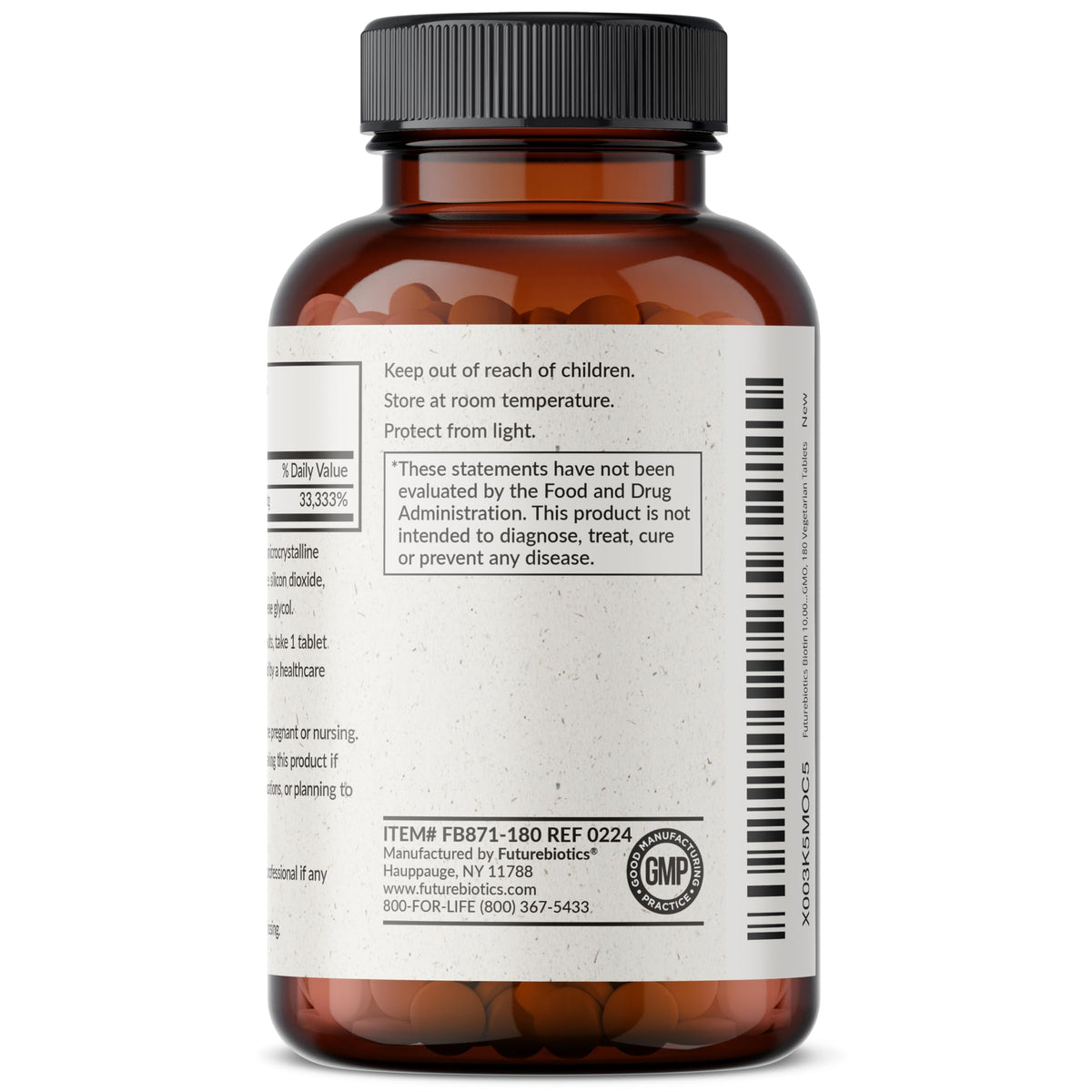 Futurebiotics Biotine 10 000 mcg comprimés dans un bol