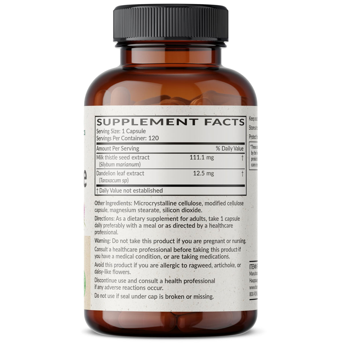 Futurebiotics Chardon-Marie + Pissenlit 120 Capsules étiquette