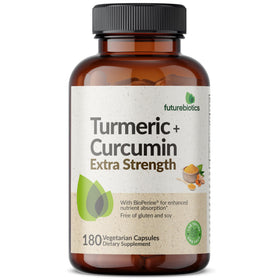 Futurebiotics Curcuma + Curcumine capsules végétales sur fond blanc
