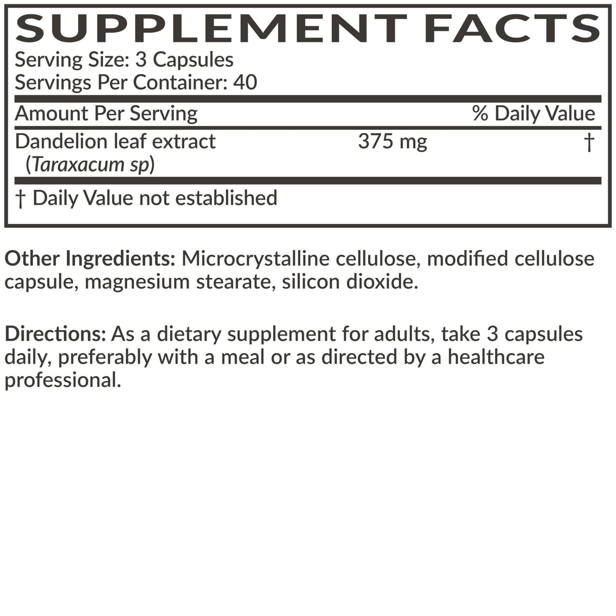 Futurebiotics Extrait de Pissenlit - Capsules dans un pot