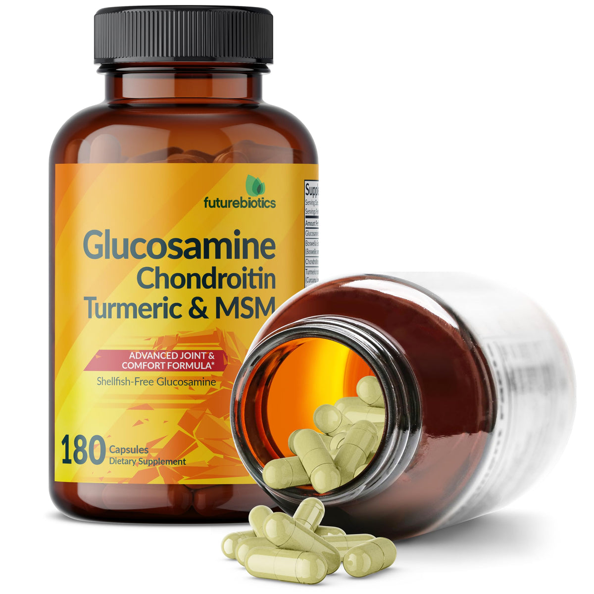 Futurebiotics Glucosamine Chondroitin 180 capsules en gros plan