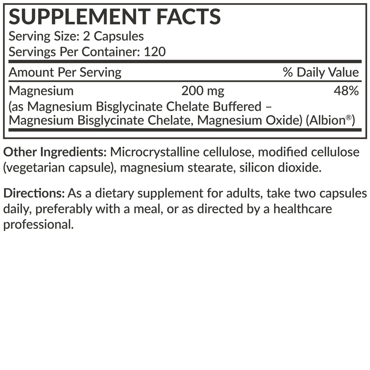Futurebiotics Glycinate de Magnésium 200 mg sur fond blanc