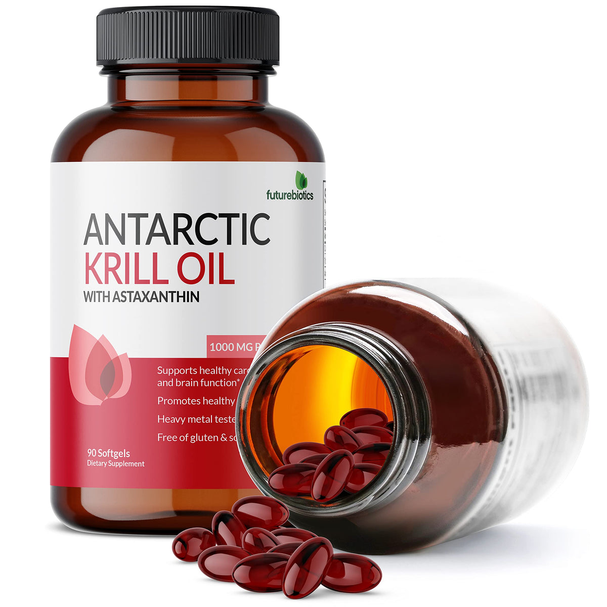 Futurebiotics Huile de Krill Antarctique 1000 mg capsules avec verre d'eau