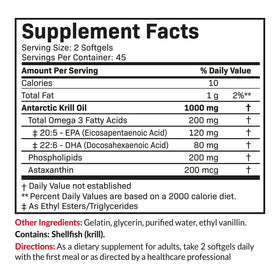 Futurebiotics Huile de Krill Antarctique 1000 mg détails des ingrédients