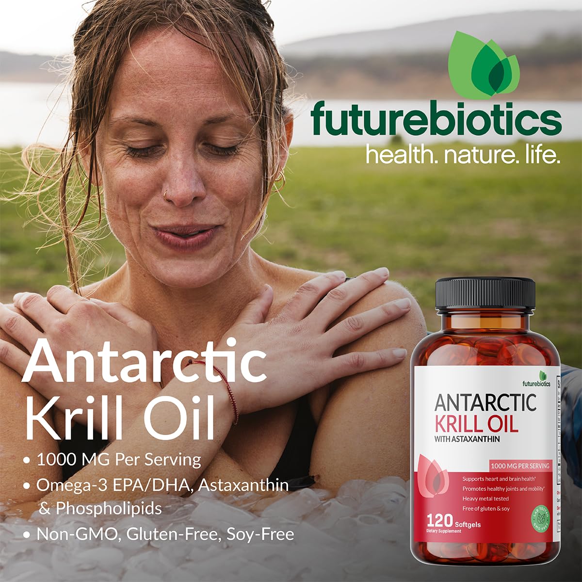 Futurebiotics Huile de Krill Antarctique 1000 mg étiquette arrière