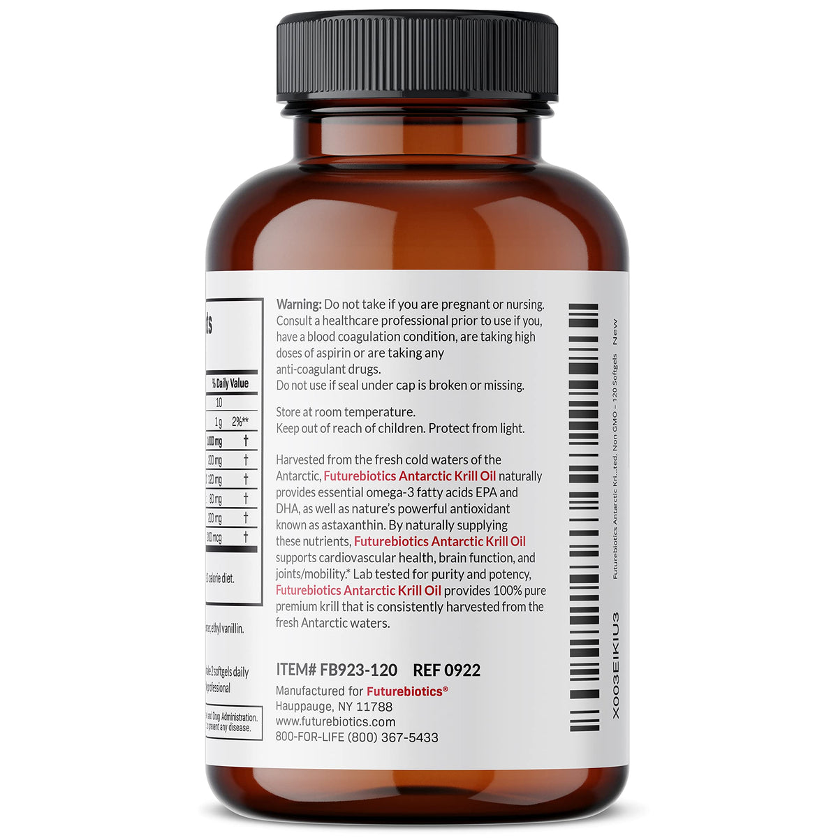 Futurebiotics huile de krill antarctique 1000 mg gélules avec un verre d'eau