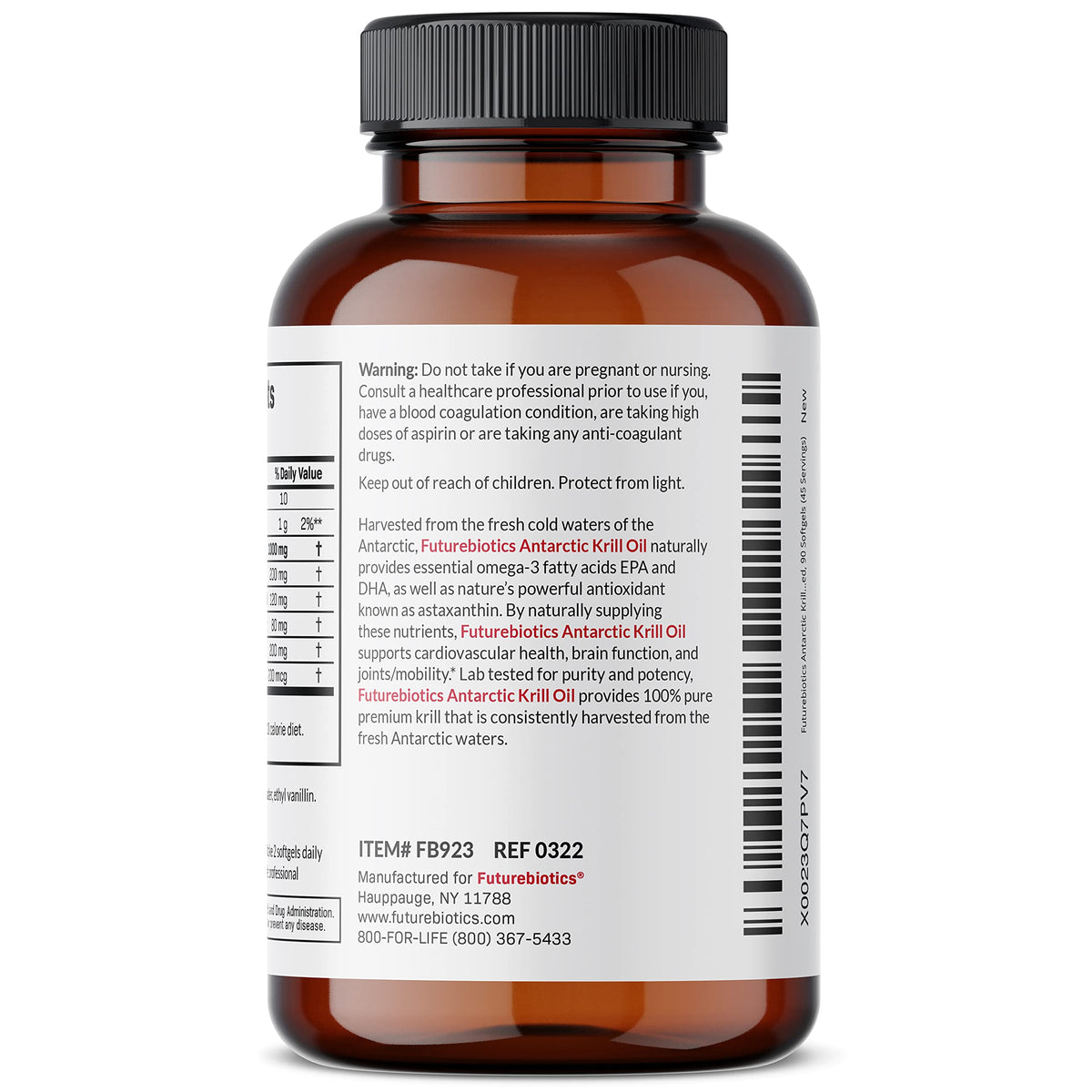 Futurebiotics Huile de Krill Antarctique 1000 mg sur table en bois