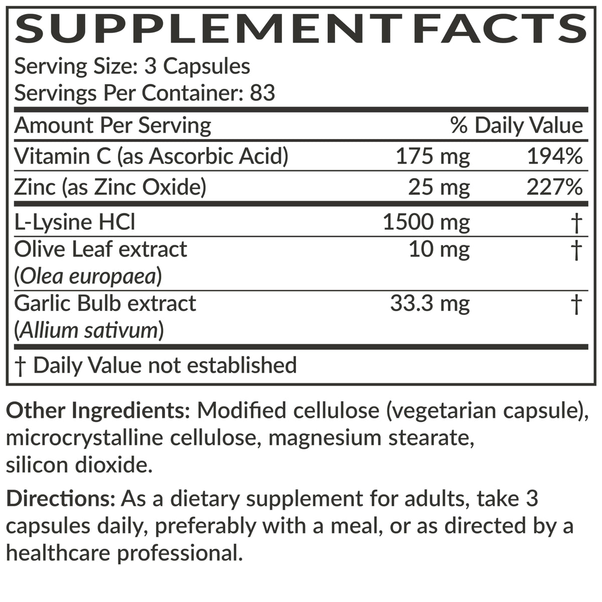 Futurebiotics L-Lysine Defense Complex avec d'autres compléments alimentaires