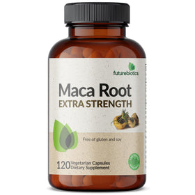 Futurebiotics Maca Root avec des ingrédients naturels en arrière-plan