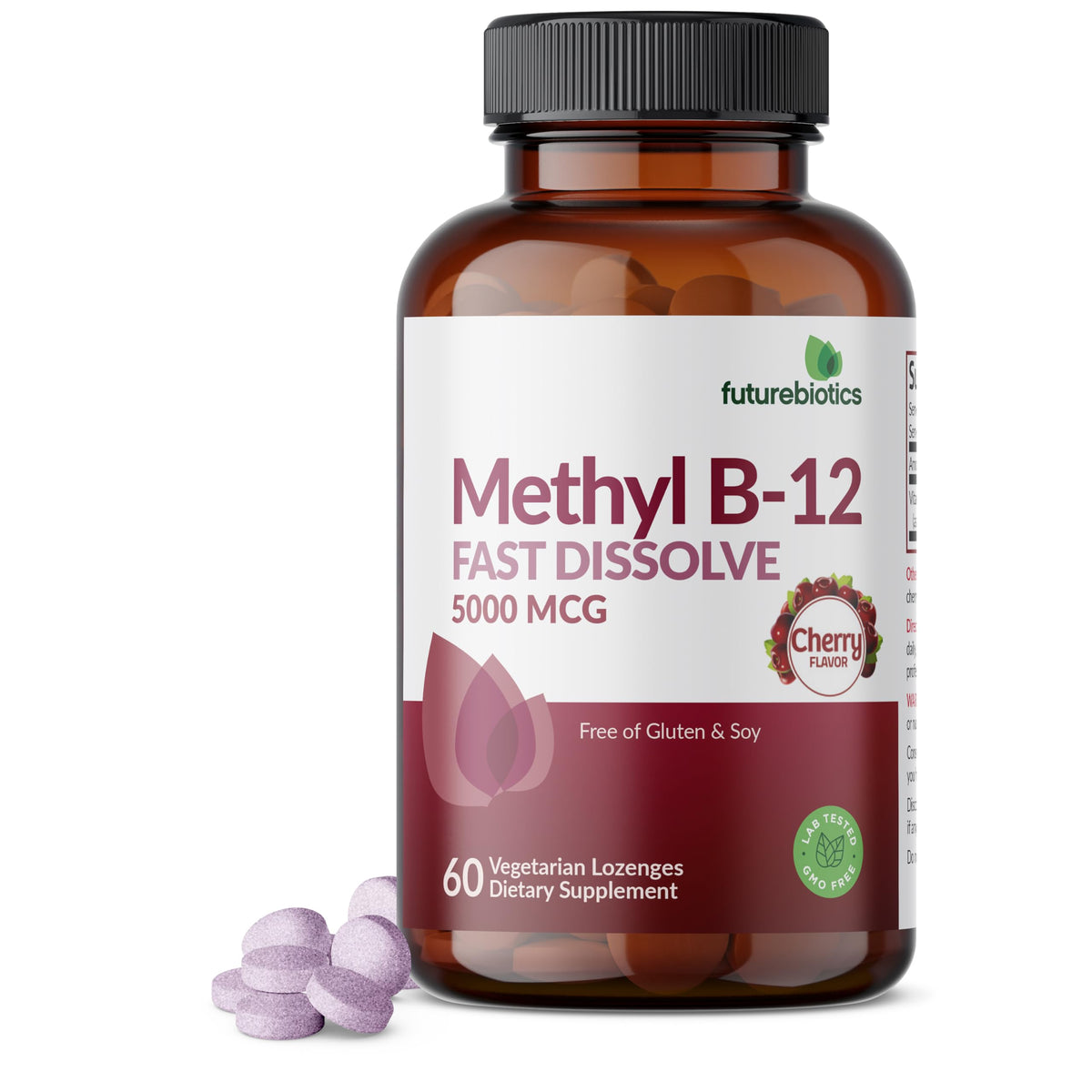 Futurebiotics Methyl B12 5000 MCG pastilles cerise vue de face