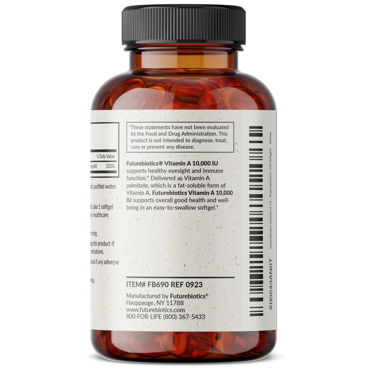 Futurebiotics Vitamine A 10 000 UI gélules molles ouvertes