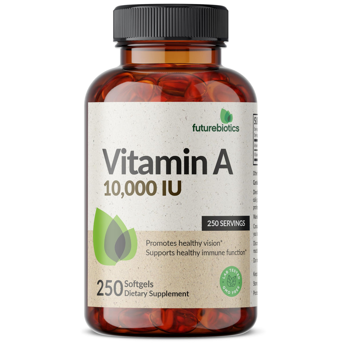 Futurebiotics Vitamine A 10 000 UI gélules molles sur fond blanc