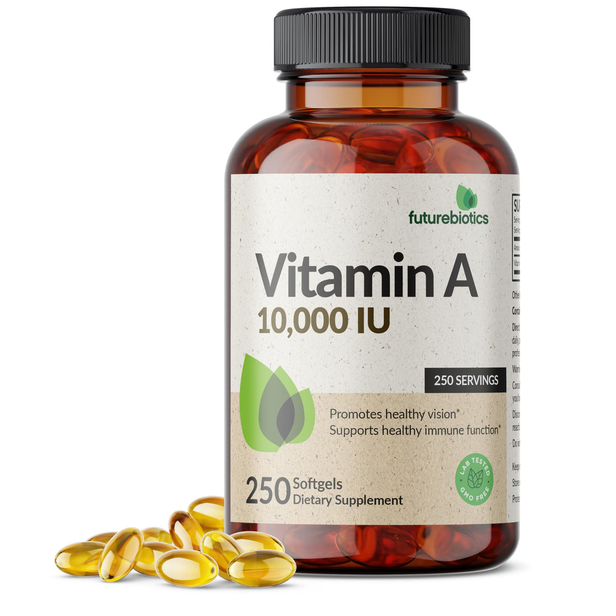 Futurebiotics Vitamine A 10 000 UI gélules molles vue de face