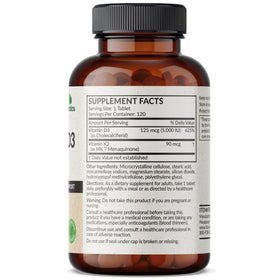 Futurebiotics Vitamine K2 MK-7 et D3 5000 UI, comprimés sur une surface