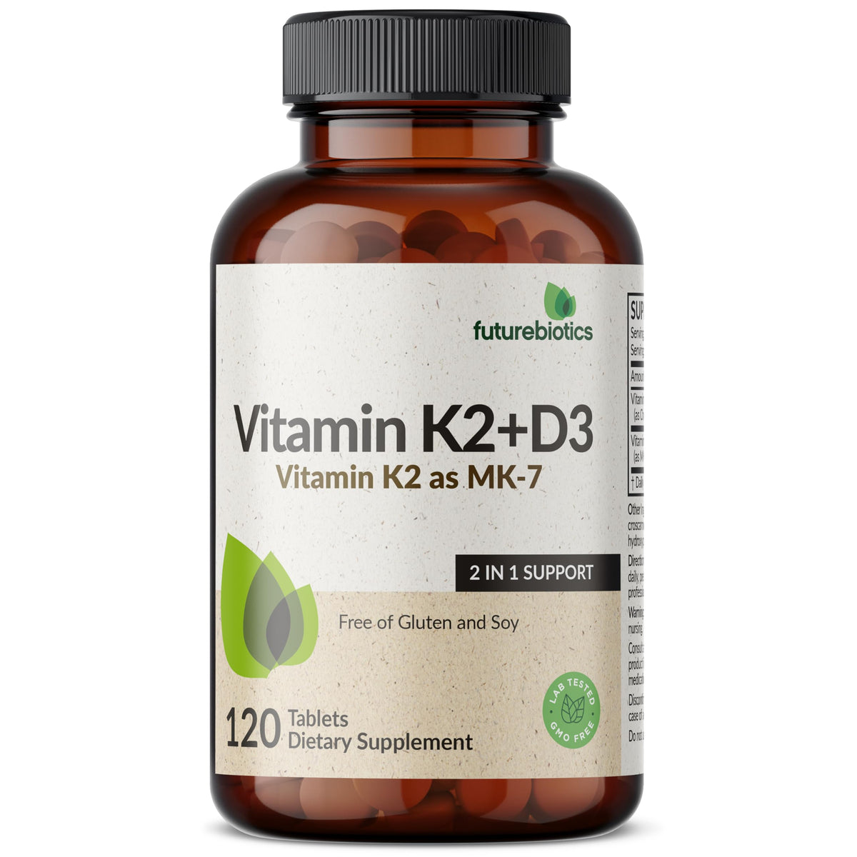 Futurebiotics Vitamine K2 MK-7 et D3 5000 UI, dos d'emballage