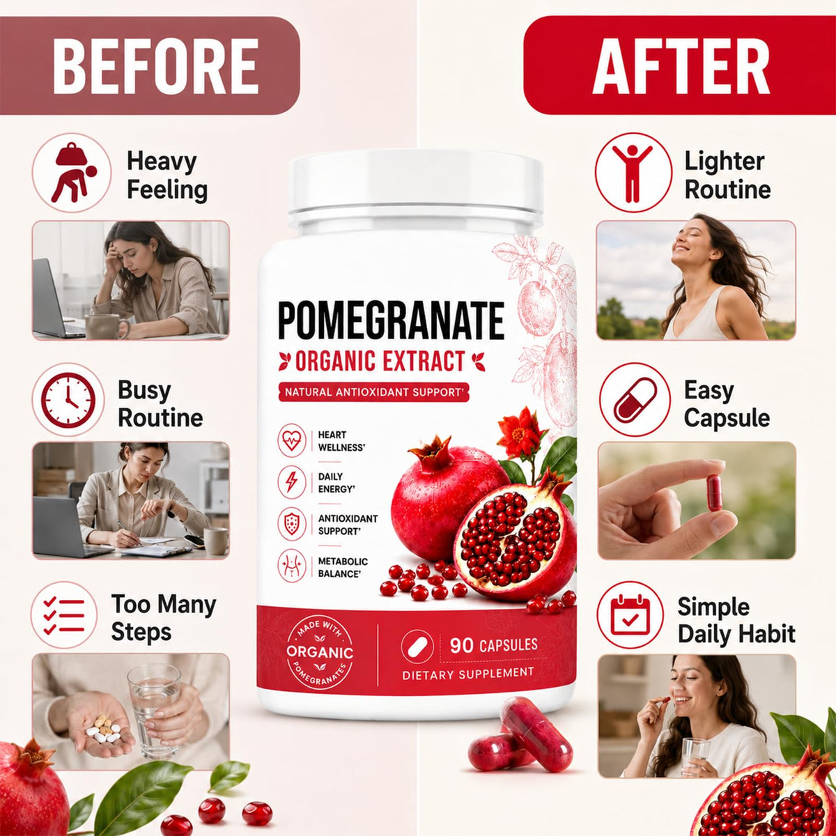 Fuxvao Extrait de Grenade Bio capsules avec fruits de grenade