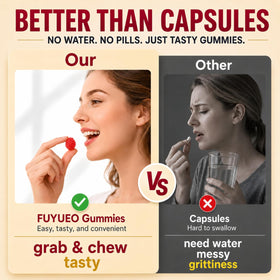 FUYUEO Gummies de Magnésium Glycinate avec une main tenant un gummy